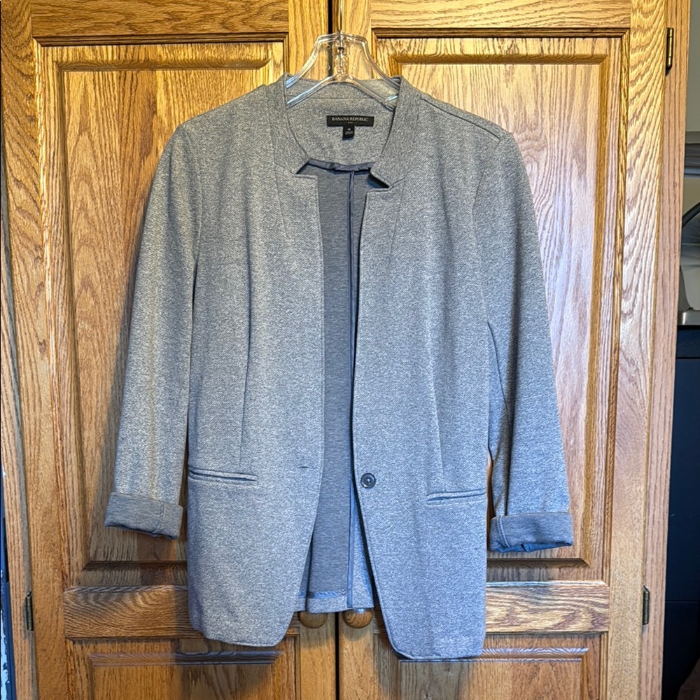 Classic Knit Twill Inverted Collar Blazer NWOT